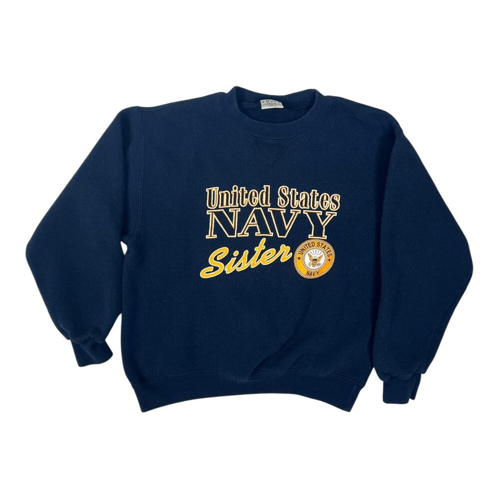 Vintage United States Navy Sister Sweatshirt Girls 10-12 Blue M.J. Soffe
